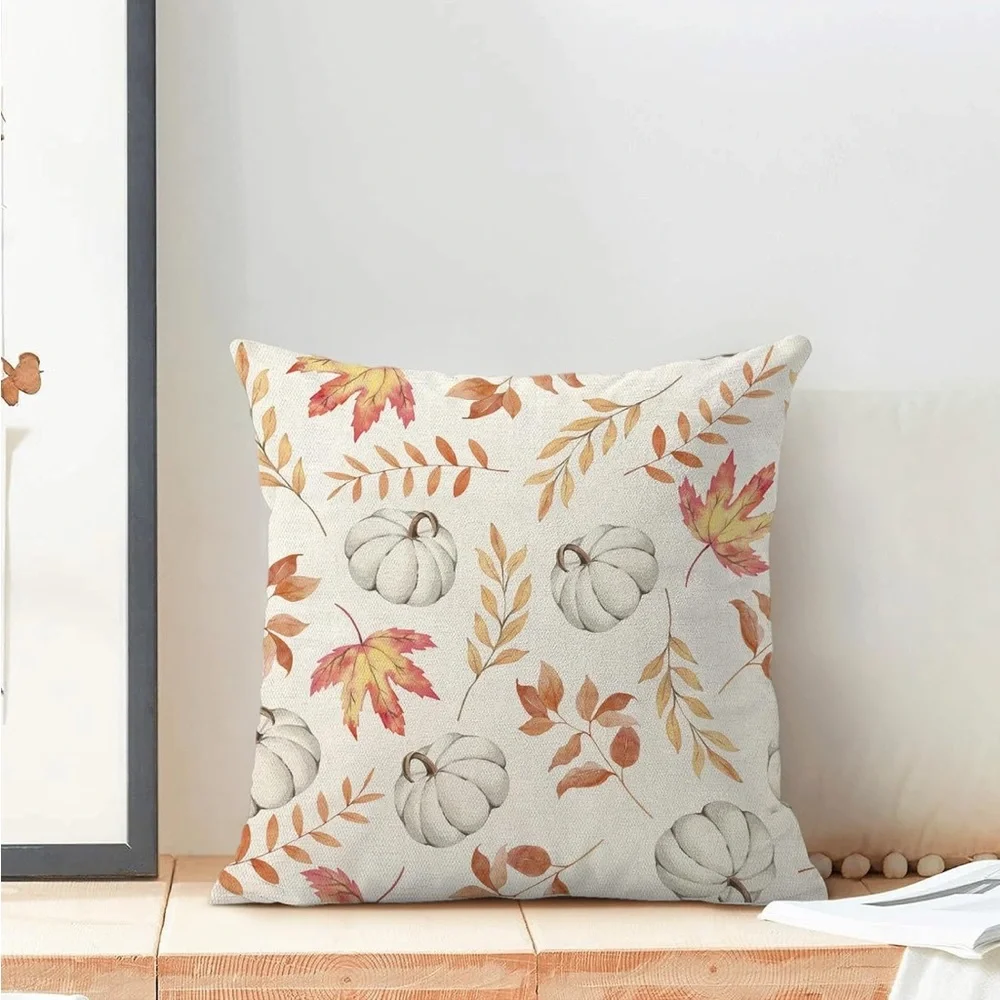 Set of 4 Indoor / Outdoor Fall decorative pillows 18x18 - Picture 2 of 5